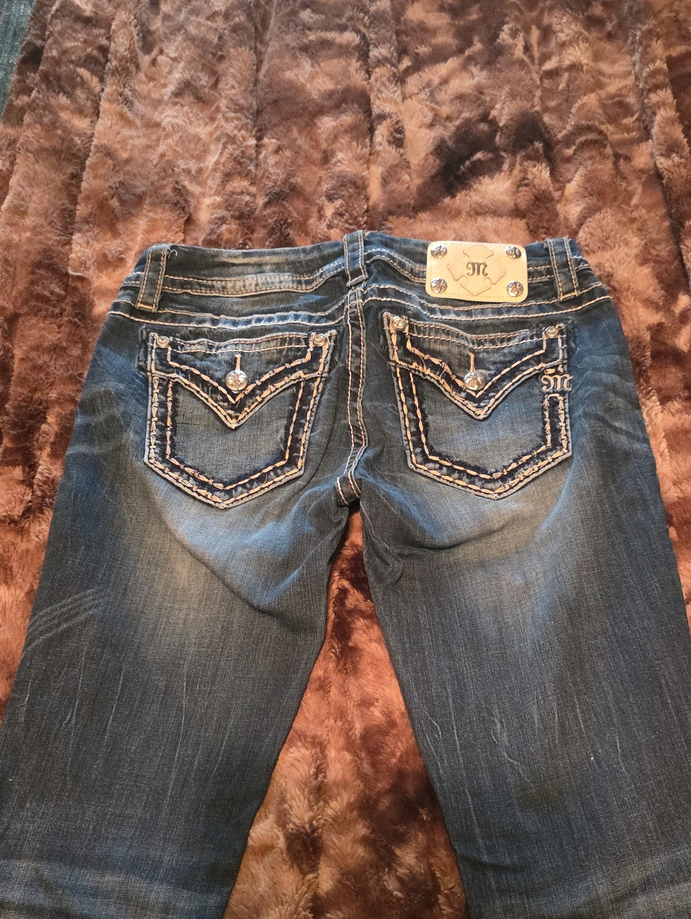 Miss Me Dark Blue Boot Cut Jeans with Embroidered Back Pockets